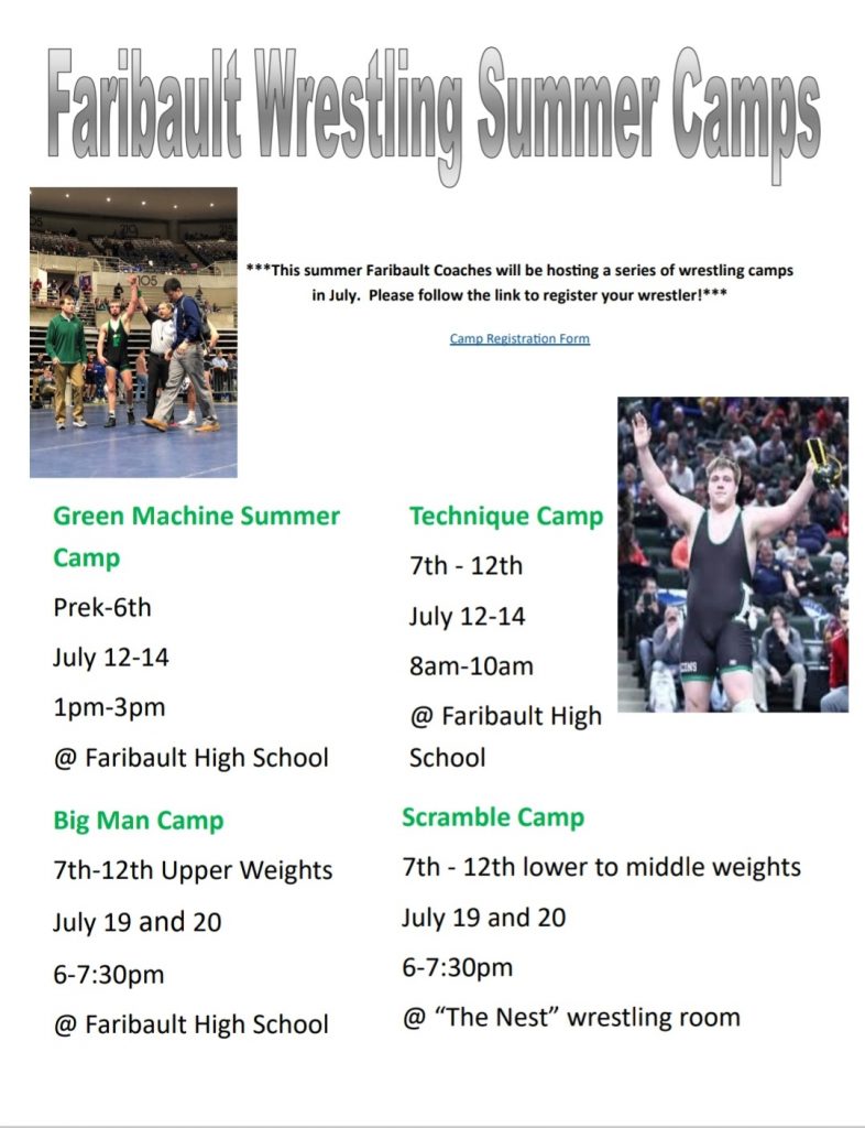 Summer Wrestling camps available! Faribault Wrestling